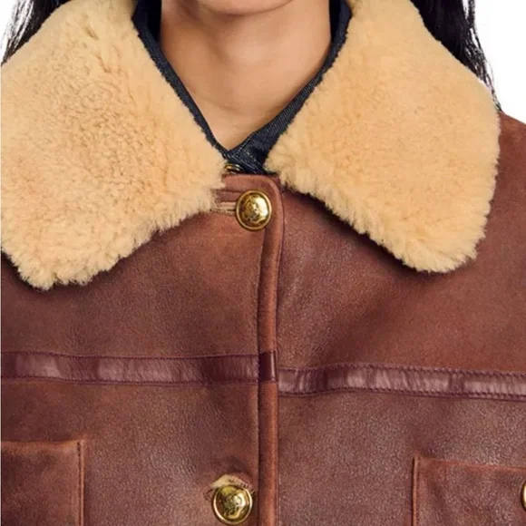 Sandro Chicago Leather and Shearling Jacket